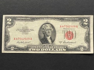 lot 150 image: 1953 A Red Seal $2 Dollar Bill