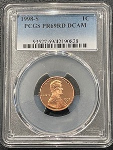 lot 161 image: 1998-S Lincoln Cent Proof PCGS PR69 Red Deep Cameo