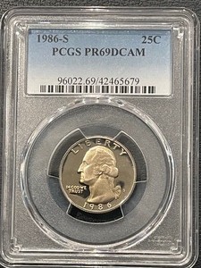 lot 165 image: 1986-S Washington Quarter Proof PCGS PR69 Deep Cameo