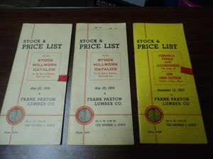 Price lists 1950s