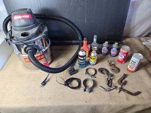 lot 146 image: Shop Vac, Hitch Pins, Misc Used Shop Fluids