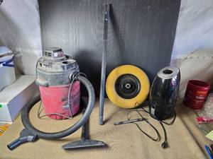 lot 150 image: Foam Filled Wheel Barrow Wheel, Shop Vac, Humidifier