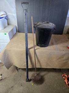 lot 159 image: Ice Scraper, Ash Bucket, Chimney Sweep