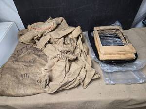 lot 218 image: Gunney Sacks(Some holes), Grilling Wire Racks