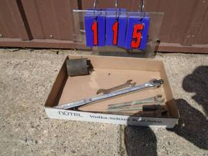 Flat of Craftsman breaker baraxle sockets & misc wrenches. Old blue point. As shown.