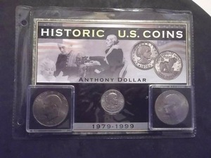Historic U.S. Coins Anthony Dollar & 2 Ike Dollars 1972 & 1976