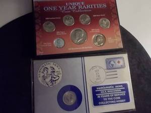 Unique One Year Rarities Coin Set & First Day Cover Coin & Stamp Set.