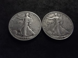 2-Walking Liberty Half Dollars 1934, 1945