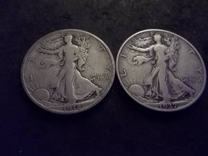 2-Walking Liberty Half Dollars 1918, 1937