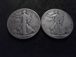 2-Walking Liberty Half Dollars 1929 D, 1940