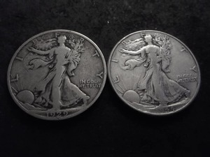 2-Walking Liberty Half Dollars 1929 S, 1944