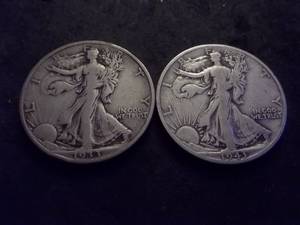 2-Walking Liberty Half Dollars 1933 S, 1943 D