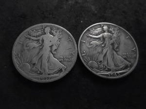 2-Walking Liberty Half Dollars 1917 S, 1945 D