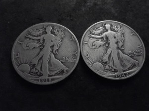2-Walking Liberty Half Dollars 1918 D, 1942 S