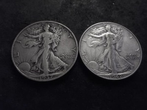 2-Walking Liberty Half Dollars 1937 S, 1942