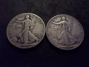 2-Walking Liberty Half Dollars 1935, 1947 D
