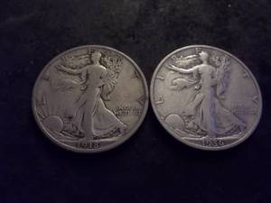2-Walking Liberty Half Dollars 1918 S, 1936 S