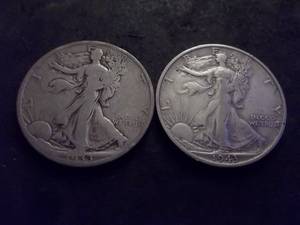 2-Walking Liberty Half Dollars 1933 S , 1943 S