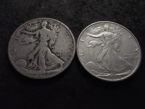 2-Walking Liberty Half Dollars 1920 D, 1944 S