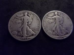 2-Walking Liberty Half Dollars 1928 S, 1945