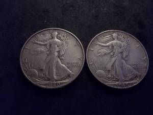 2-Walking Liberty Half Dollars 1940 S, 1945