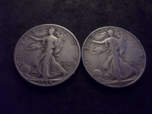 2-Walking Liberty Half Dollars 1934 D, 1946