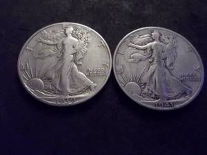 2-Walking Liberty Half Dollars 1935, 1941 S