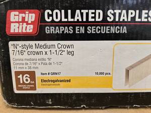 Grip Rite Collated Staples N-style Medium Crown 716 crown x 1-12 leg
