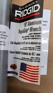 New 18 Aluminum RapidGrip Wrench 3 MAX PIPE SIZE