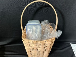 lot 70 image: Wicker Basket with Napkins, Plastic Silverware and Plastic Cups