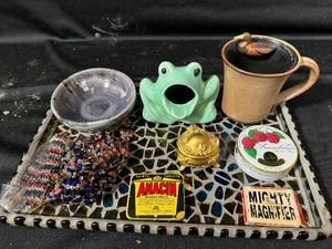 lot 131 image: Collectibles on Handmade Tray