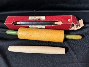 lot 73 image: Three Rolling Pins. One new in Box.