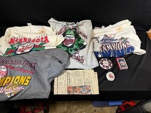 lot 93 image: 91 Twins World Series Memorabilia & Fanwear