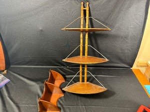 lot 102 image: Two Wooden Hanging Display Shelves