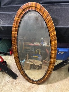 lot 152 image: Antique Beveled Oval Mirror