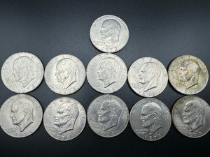 lot 6 image: Eleven Mixed Date Eisenhower Dollars