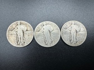 lot 12 image: Three Standing Liberty Quarters 1928, 1929, 1930