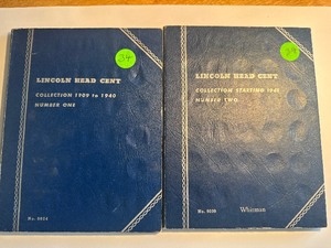 lot 34 image: Partial Lincoln Penny Set 94 Wheat Cents and 14 Lincoln Memorial in Whitman Books