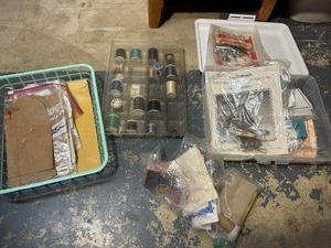 lot 190 image: Sewing Supplies with Cases, Thread, Patterns and More