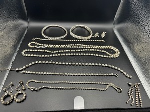 lot 232 image: Six Tennis Bracelets, Long Matching Necklace and Three Pair of Earrings