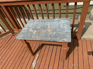 lot 182 image: Square Wooden Table with Tin Top
