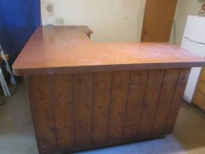 lot 1 image: (K) Large Vintage Wood Bar Counter ...