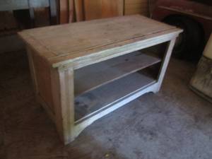 lot 43 image: (G) Vintage Wood Cabinet - 43 x 18...