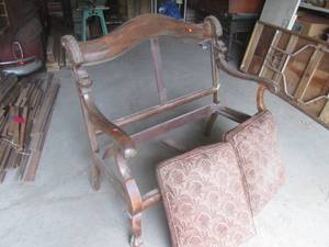 lot 107 image: (G) Vintage Wood Bench Frame with 2...