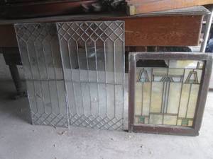 lot 124 image: (G) 3 Vintage Windows 1 Wood Frame ...