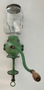 lot 5 image: Vintage ARCADE CRYSTAL Mint Green Coffee Grinder
