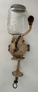 lot 29 image: Vintage Wall Mount CRYSTAL Coffee Grinder - Cream
