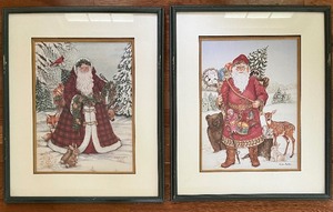lot 88 image: Pair of NADINE HARPER Framed Christmas Prints