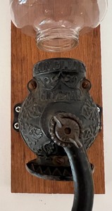 lot 183 image: Vintage CRYSTAL #3 Coffee Grinder Mounted on a Board