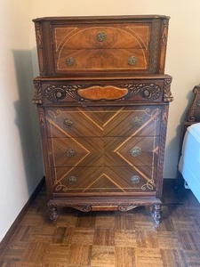 lot 207 image: Vintage Wood Highboy Dresser